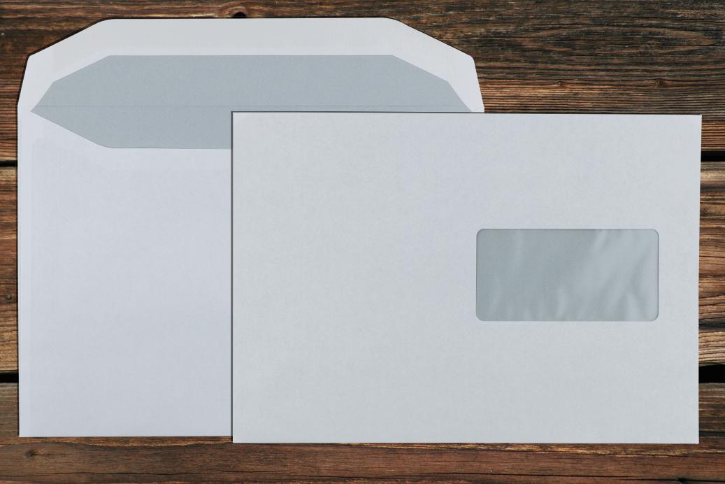 Kuvertierhüllen mit Fenster C5 162x229 mm Nassklebend Weiß 80 g/qm